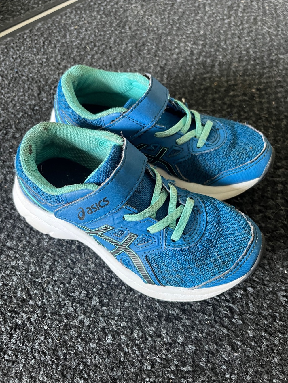 ASICS Kids Blue Sneakers with Mint Accents 11K